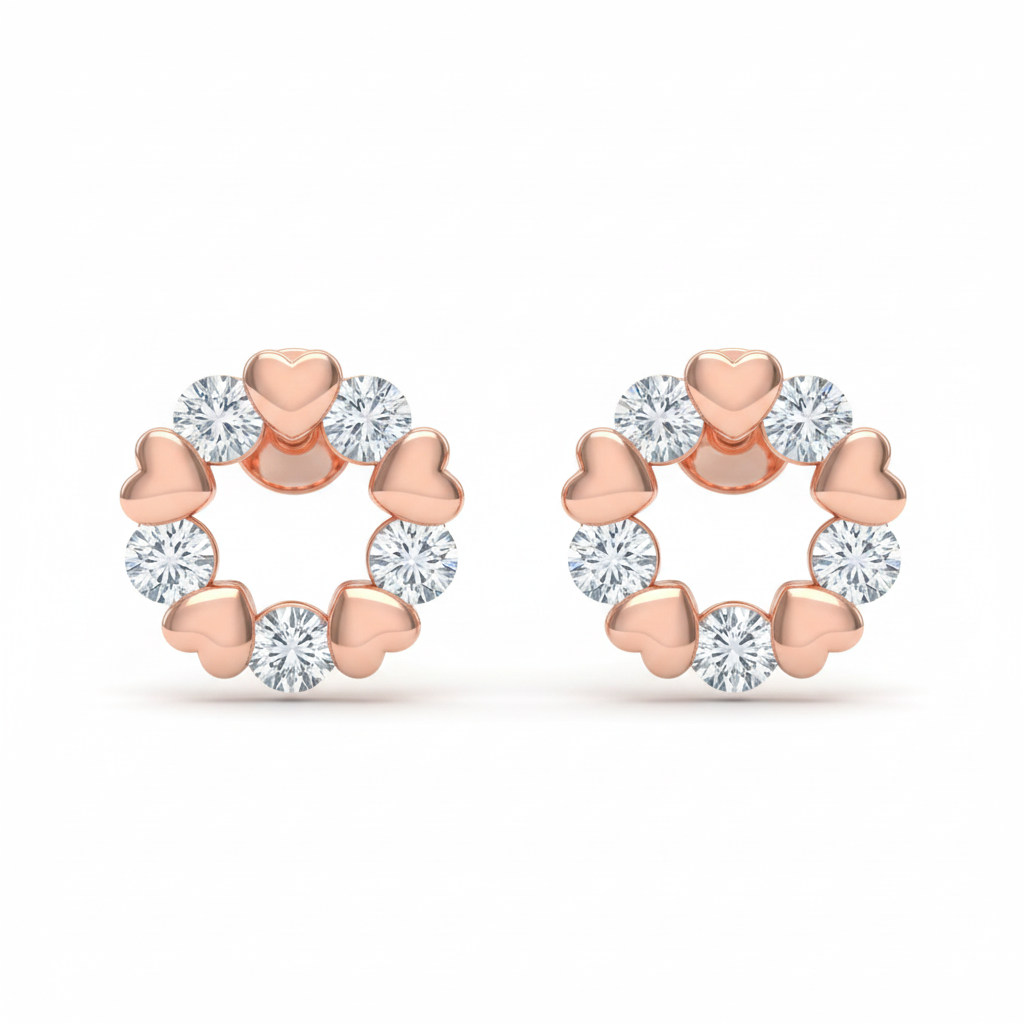 Round Heart Sterling Silver Studs
