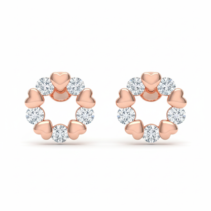 Round Heart Sterling Silver Studs