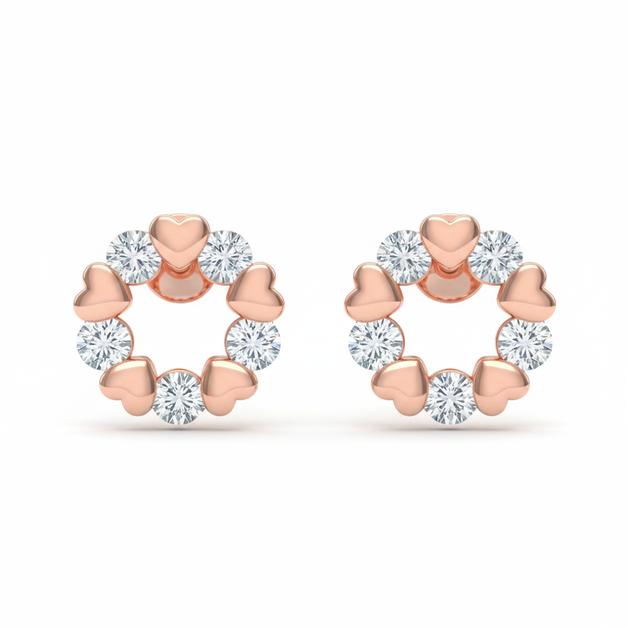 Round Heart Sterling Silver Studs