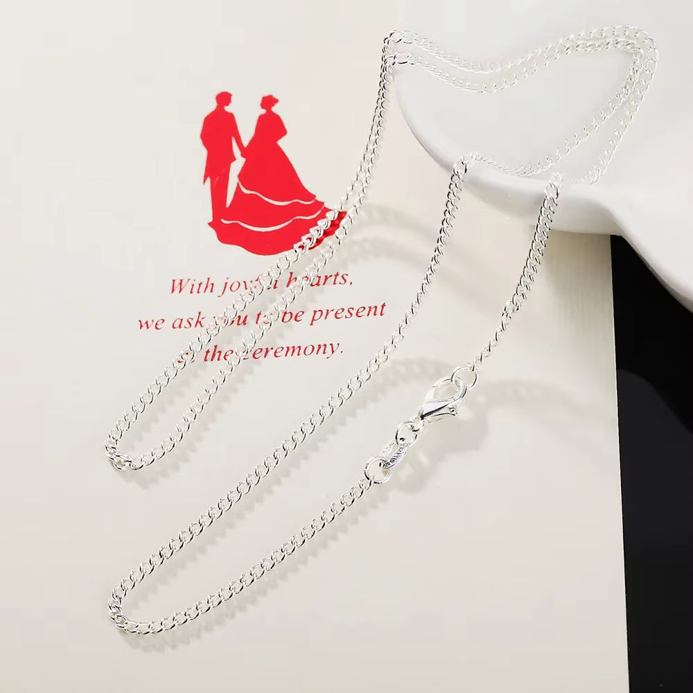 2MM 925 Sterling Silver String Chain For Women Men High Quality Jewellery Gifts