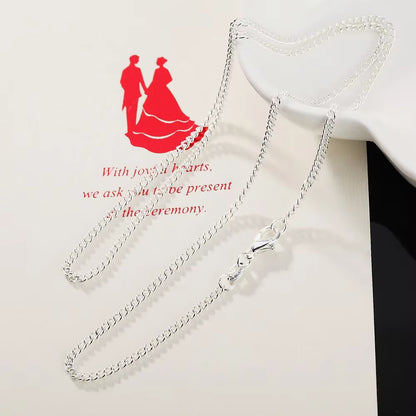 2MM 925 Sterling Silver String Chain For Women Men High Quality Jewellery Gifts