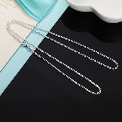 2MM 925 Sterling Silver String Chain For Women Men High Quality Jewellery Gifts