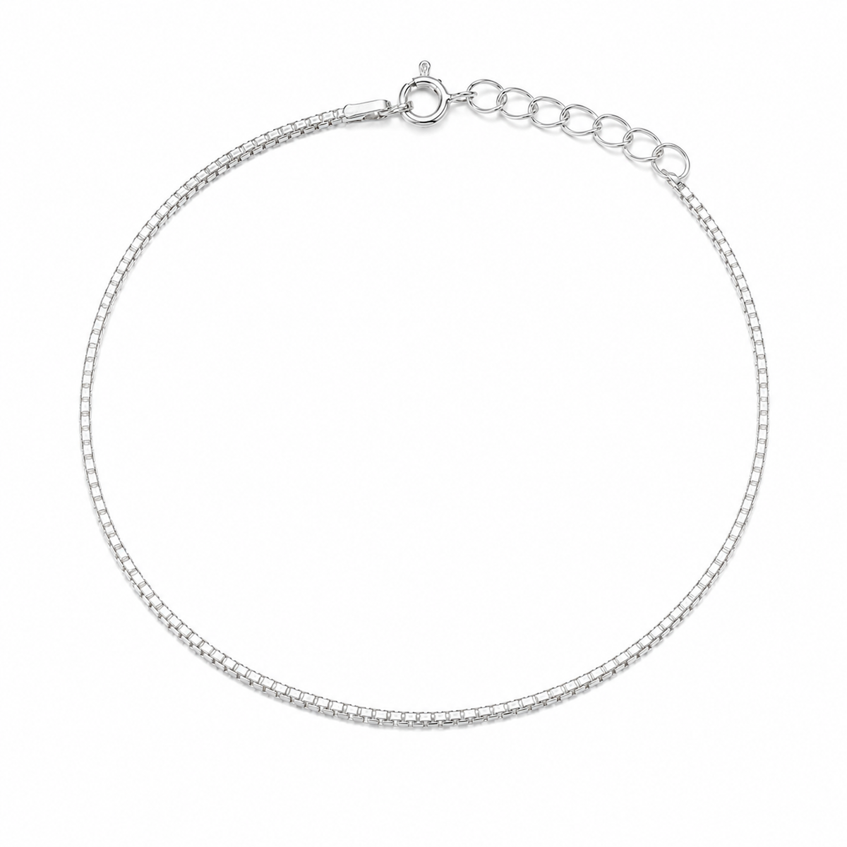 Silver anklet on a white background