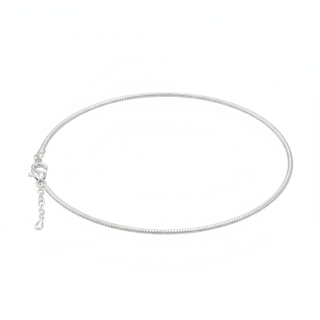 Smooth Rope Chain Silver Anklet for Women - Rivansh, white background