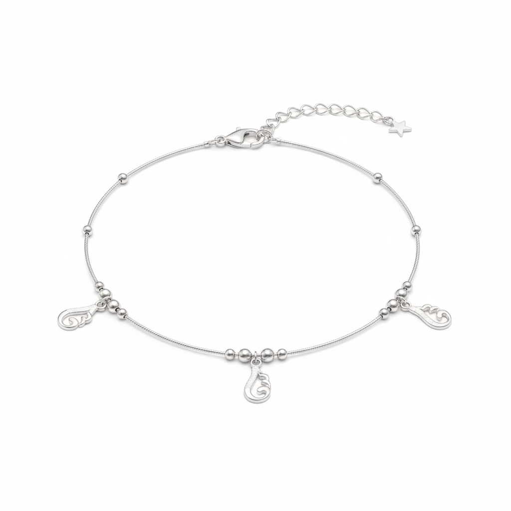 Sterling Silver Anklet for Women on white - Rivansh