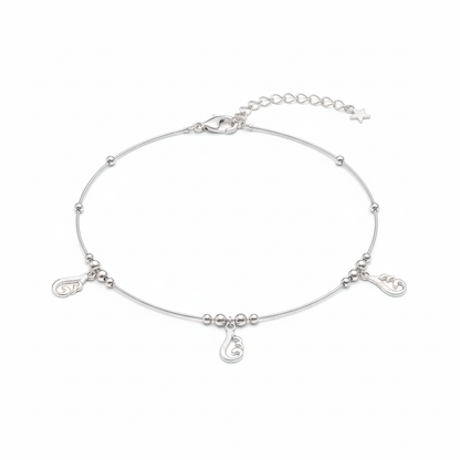 Sterling Silver Anklet for Women on white - Rivansh