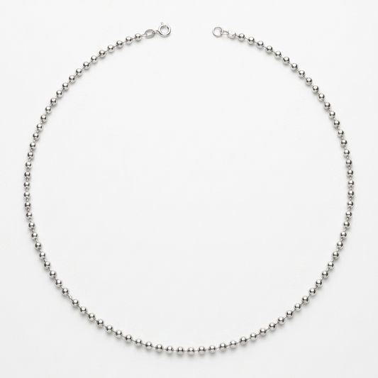 Tightly interwoven 925 sterling silver chain necklace offering a fluid, continuous metallic shimmer.