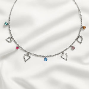 Heart shape Sterling Silver Neck Piece with stones for Women