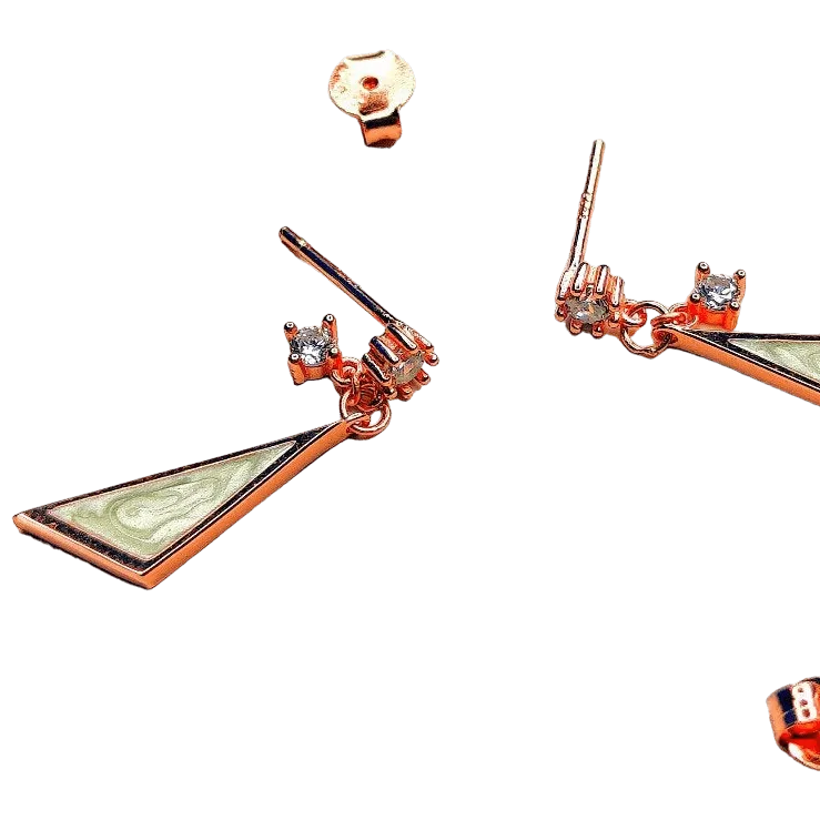Asymmetrical Rose Gold & Zircon Silver Earrings,Earrings,925 silver,rivansh.co