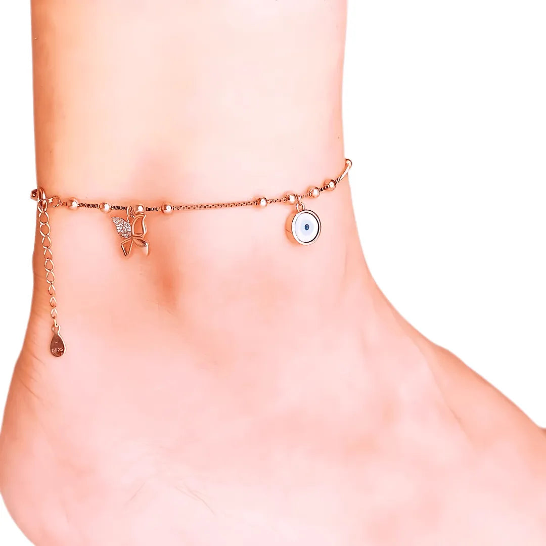 Butterfly Silver Anklet for Women