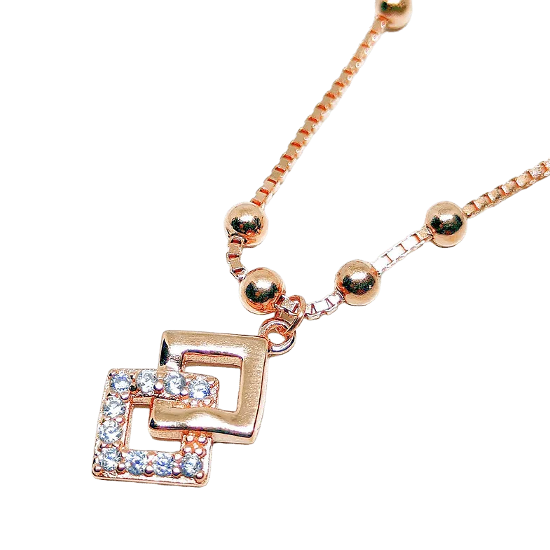Entangled squares with evil eye anklet 925 silver - Rivansh