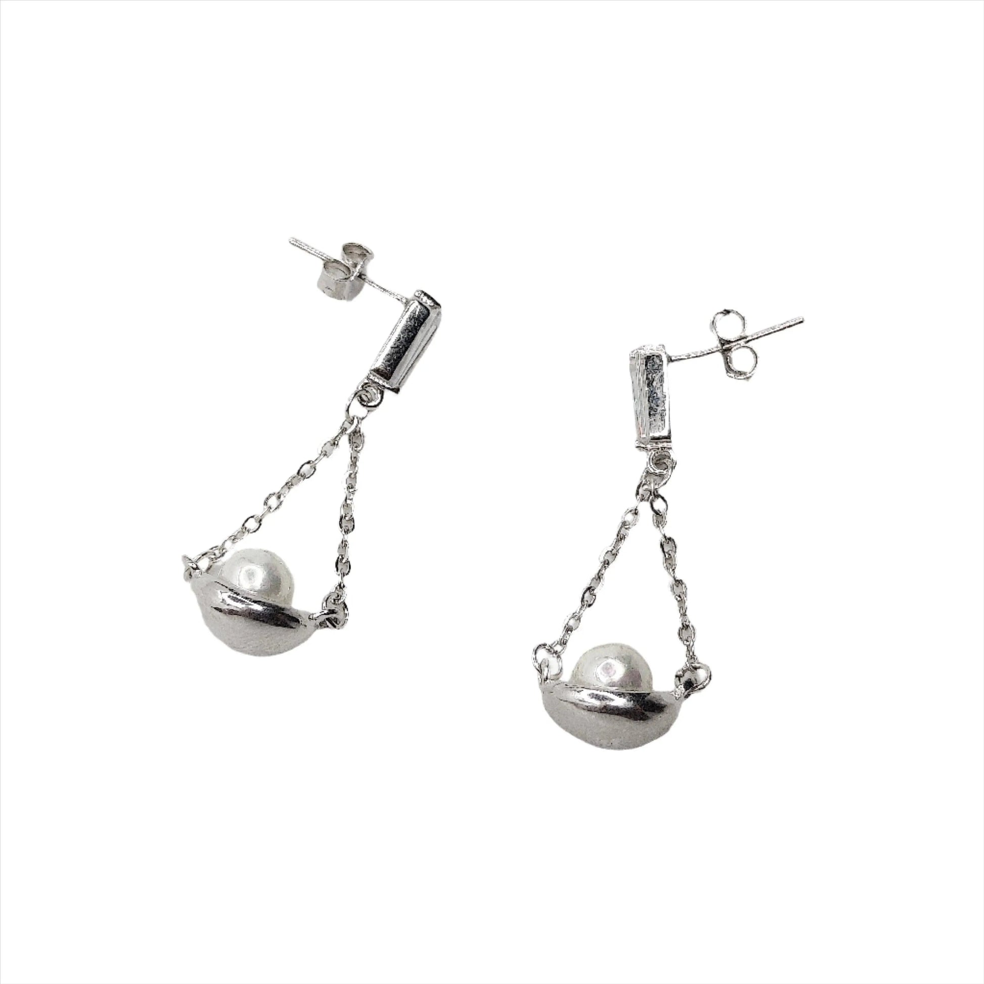 Hanging Pearl Sterling Silver Earrings for Women | Rivansh Jewels | 925 Sterling Silver Jewelry Store | Rivansh.co | Luxury Sterling Silver Jewellery Online