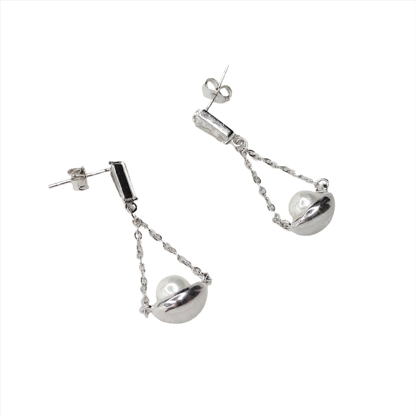 Hanging Pearl Sterling Silver Earrings for Women | Rivansh Jewels | 925 Sterling Silver Jewelry Store | Rivansh.co | Luxury Sterling Silver Jewellery Online