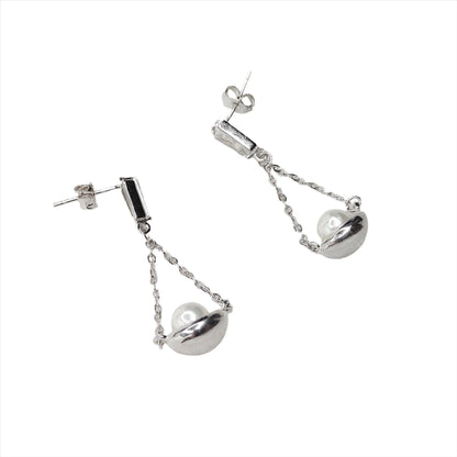 Hanging Pearl Sterling Silver Earrings for Women | Rivansh Jewels | 925 Sterling Silver Jewelry Store | Rivansh.co | Luxury Sterling Silver Jewellery Online