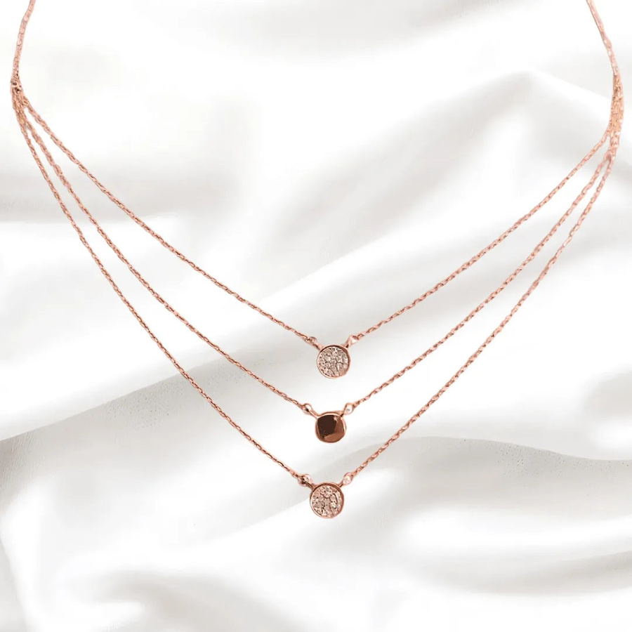 Layered Rose Gold Silver Neckpiece for Women (92.5 Sterling Silver)