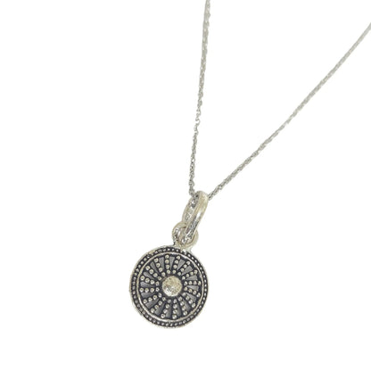Oxidized Sterling Silver Wheel Pendent Set With Chain For Women - Rivansh