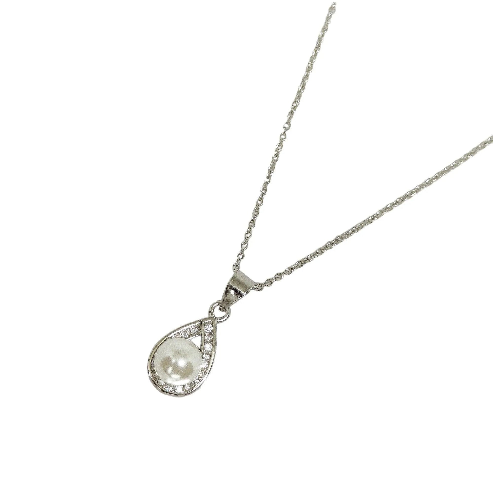 Pearl in Drop Sterling Silver Pendant Set with Chain for Women - Rivansh