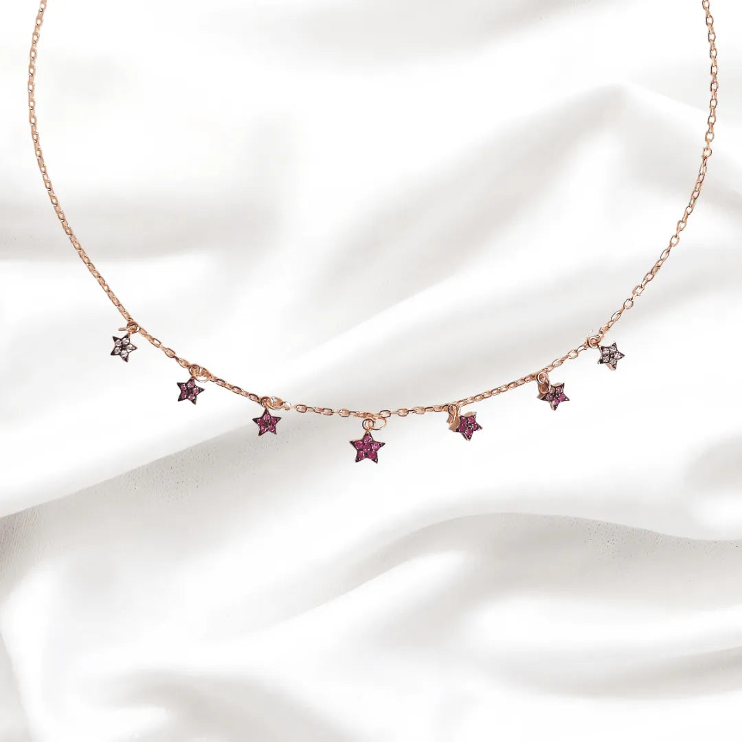 Pink Stars Neck Piece for Women (92.5 Sterling Silver)