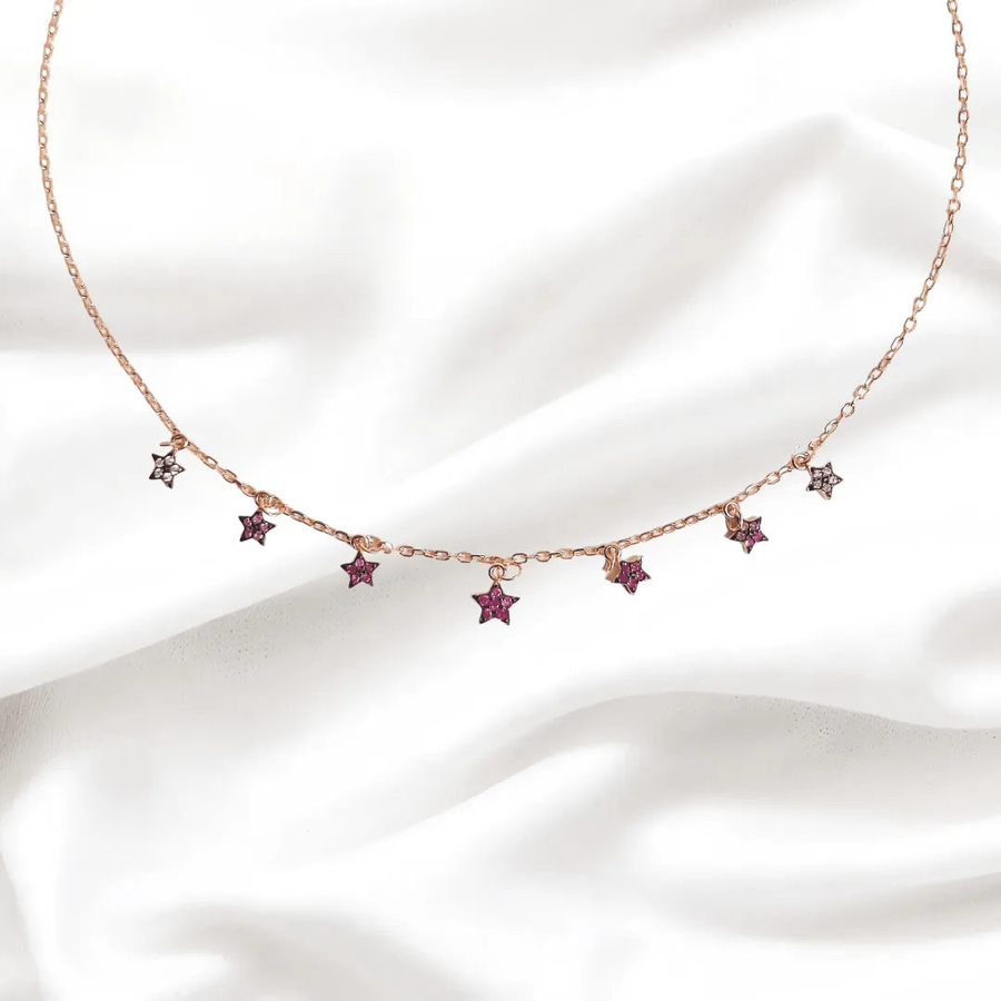 Pink Stars Neck Piece for Women (92.5 Sterling Silver)