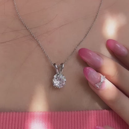 Solitaire Sterling Silver Pendant for Girls/Women With chain