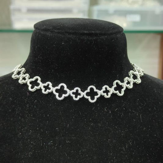 Rivansh Sterling Silver Flower Necklace Set with Earrings
