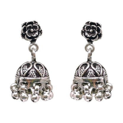 Rose Jhumka Silver Earrings for Modern Women - Rivansh