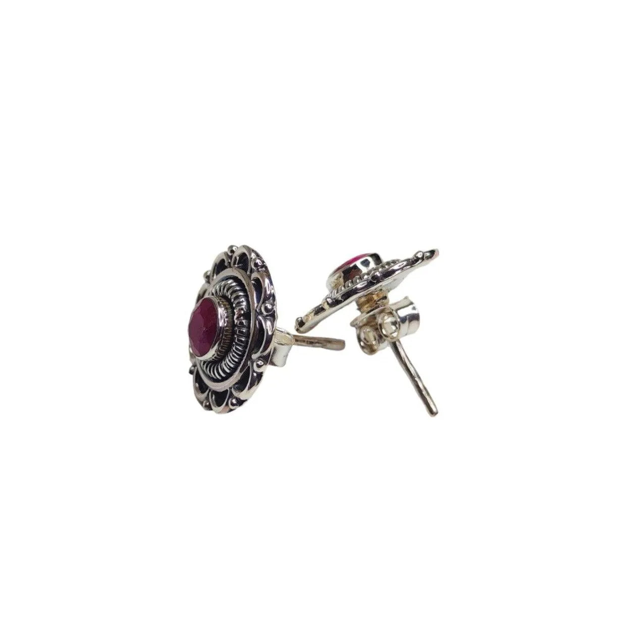 Traditional Sterling Silver Earrings for Women (Red) | Rivansh Jewels | 925 Sterling Silver Jewelry Store | Rivansh.co | Luxury Sterling Silver Jewellery Online