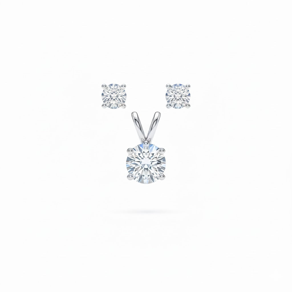 Solitaire Sterling Silver Pendant Set for Girls/Women