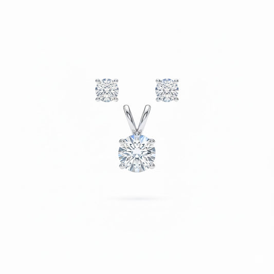 Solitaire Sterling Silver Pendant Set for Girls/Women